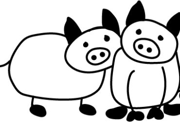 Twee getekende varkens
